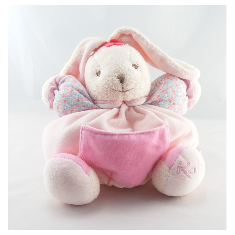Doudou lapin patapouf Liliblue rose bleu fleurs KALOO NEUF