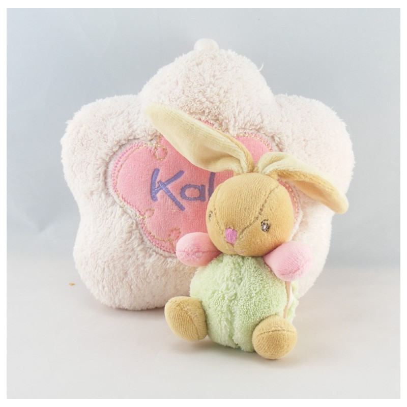 Doudou Lapin Boule lilirose fleurs Kaloo