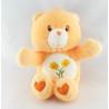 Peluche Bisounours orange clair Groscopain fleurs CARE BEARS