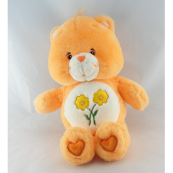 Peluche parlante Bisounours orange clair Groscopain fleurs CARE BEARS