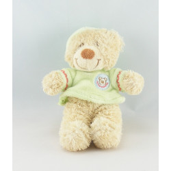 Doudou ours vert capuche NICOTOY 14 cm