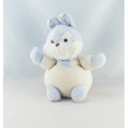 Doudou lapin blanc rayé bleu TARTINE ET CHOCOLAT