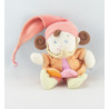 Doudou lutin fille arlequin rose orange NICOTOY 16 cm 