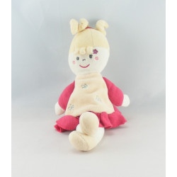 Doudou poupée fille béret et cape rose SUCRE D'ORGE