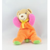 Mini doudou ours rose orange vert col jaune KALOO 