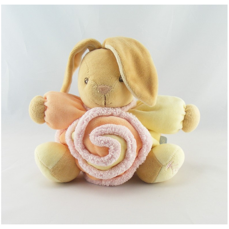 Doudou ours patapouf orange bleu Spirale LOLLIES KALOO