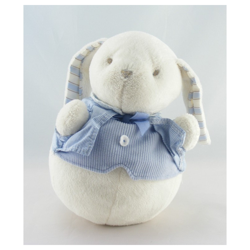 Doudou lapin blanc rose bleu JACADI 