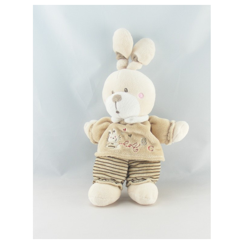 Doudou lapin beige velours brodé KITCHOUN KIABI NICOTOY