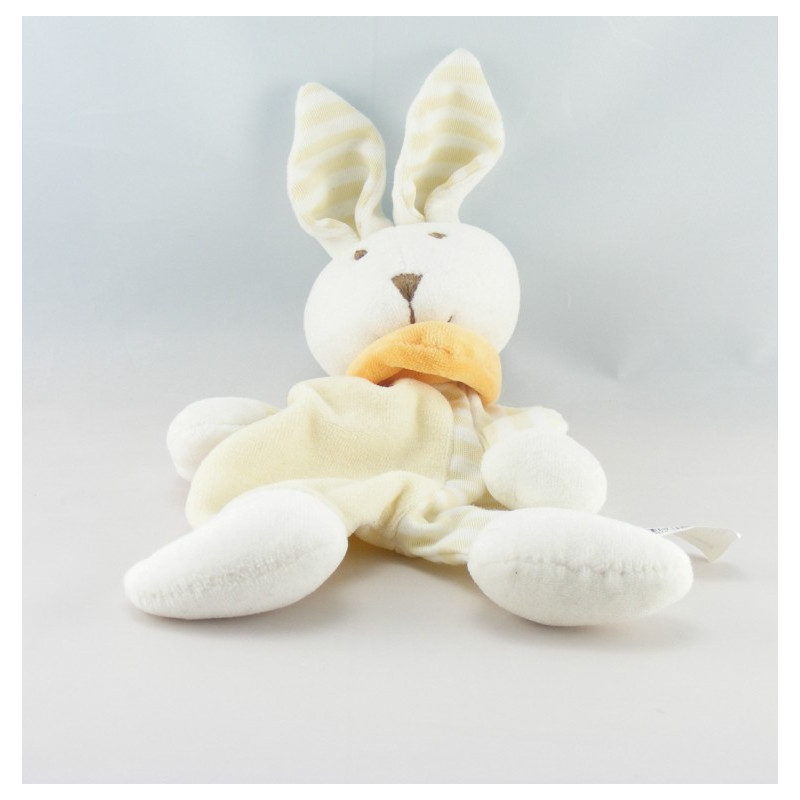 Doudou lapin blanc jaune GERCA