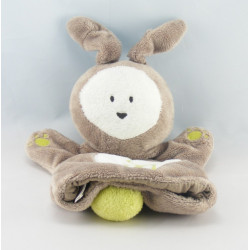 Doudou hochet lapin rose gris OBAIBI OKAIDI