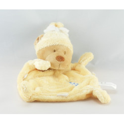 Doudou plat ours écru bonnet coccinelle brodée NICOTOY
