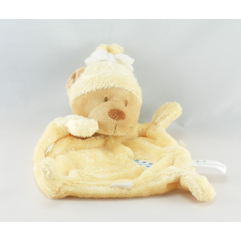 Doudou plat ours écru bonnet coccinelle brodée NICOTOY