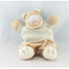 Doudou semi plat hippopotame beige rayé bleu KIABI