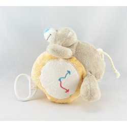 Doudou musical ours gris Emile pendule horloge BENGY