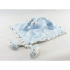 Doudou plat lapin bleu fleurs AUBERT