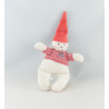 Doudou plat blanc bonnet rouge Petit lutin PETIT BATEAU