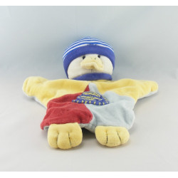 Doudou et compagnie marionnette canard bleu jaune rouge bébé