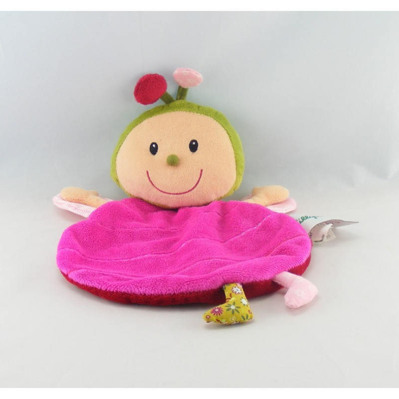 Doudou plat bleu reversible loup mouton LILLIPUTIENS