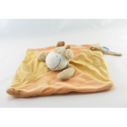 Doudou plat vache orange coeur MOTS D'ENFANTS