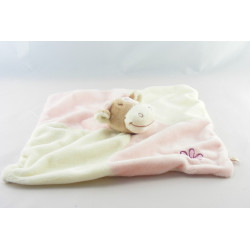 Doudou plat vache rose blanc Lola rosalie fleur NOUKIE'S