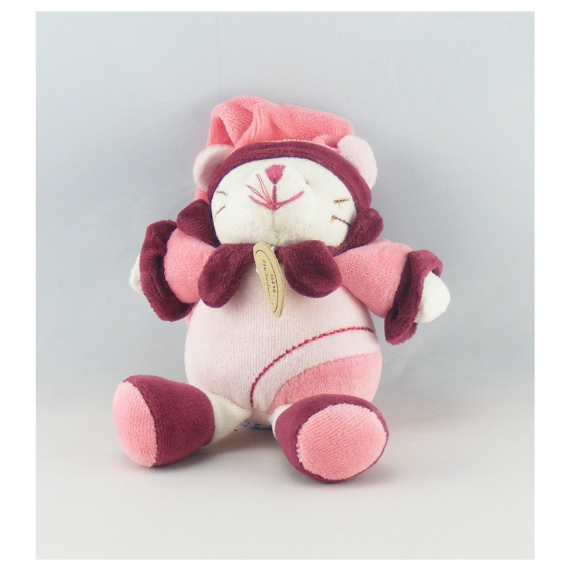 Doudou et compagnie chat Minouchette Bordeaux rose 