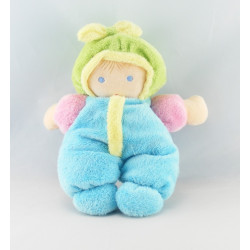 Doudou semi Plat Lutin jaune bleu rose vert Nounours