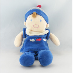 Doudou garçon marin rouge poissons brodés MOTS D'ENFANTS