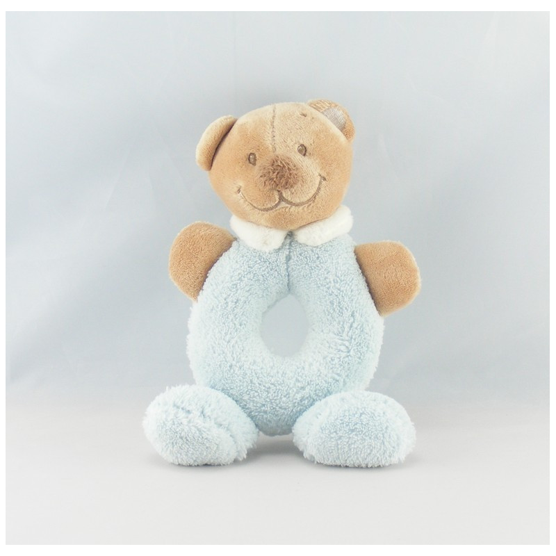 Mini Doudou ours brun pyjama bleu NATTOU