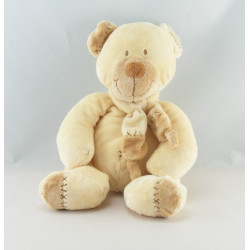 Doudou ours écru beige avec écharpe NICOTOY