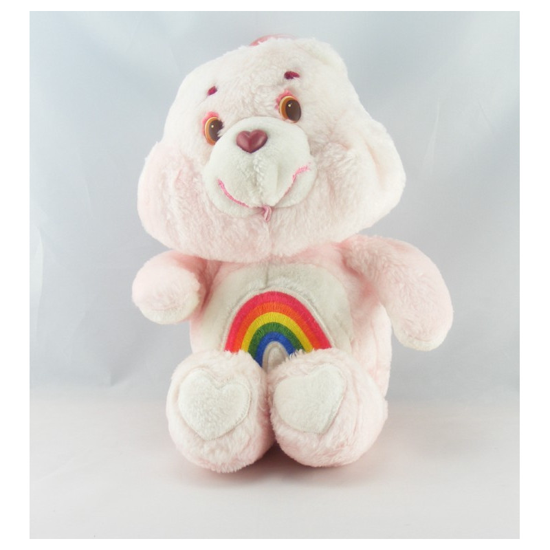 Ancienne Peluche Bisounours rose Grosfarceur Arc en ciel CARE BEARS