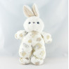 Doudou lapin blanc salopette imprimé TARTINE ET CHOCOLAT