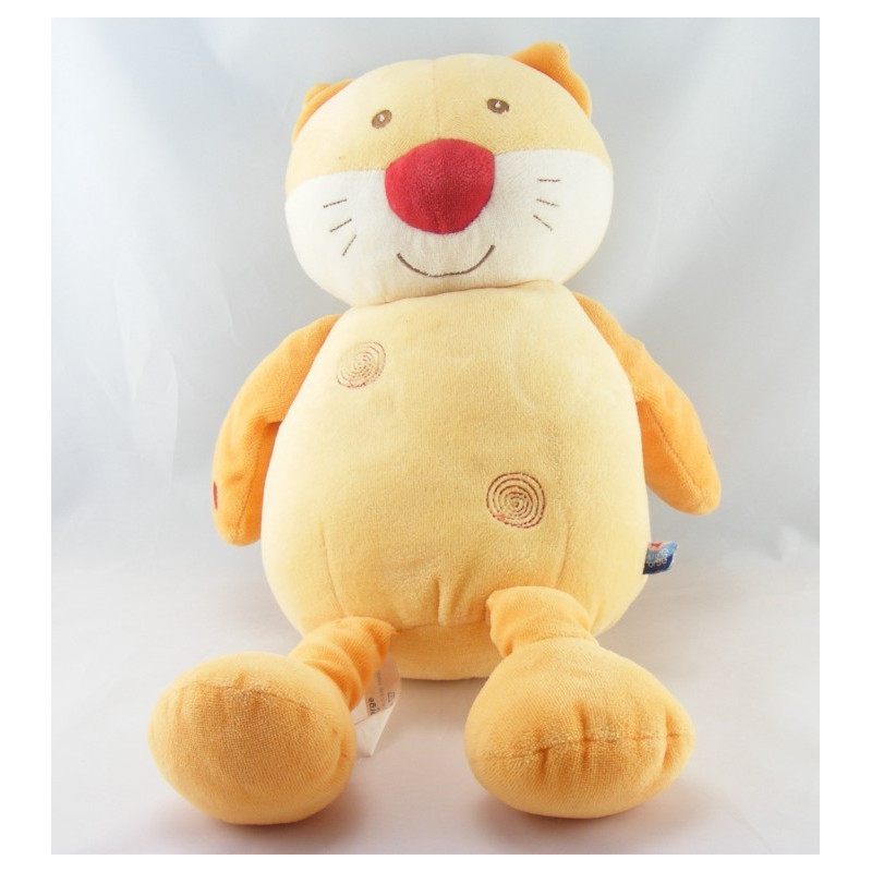 Doudou plat chat orange nez rouge SUCRE D'ORGE
