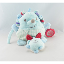Doudou hérisson bleu avec bébé et hochet TEX