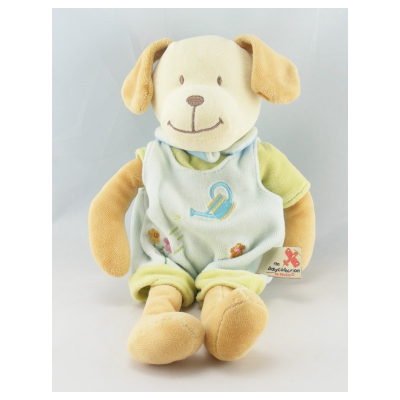 Doudou cochon bleu vert arrosoir MOTS D'ENFANTS