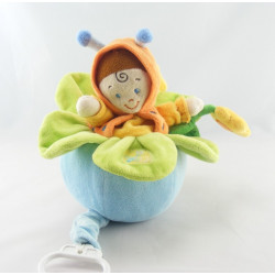 Doudou plat papillon orange pois bleu NICOTOY