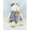 Doudou et compagnie souris grise salopette bleu marine rayé