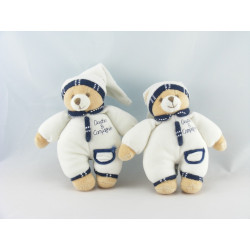 Doudou et compagnie Ours blanc bleu marine Lot de 2