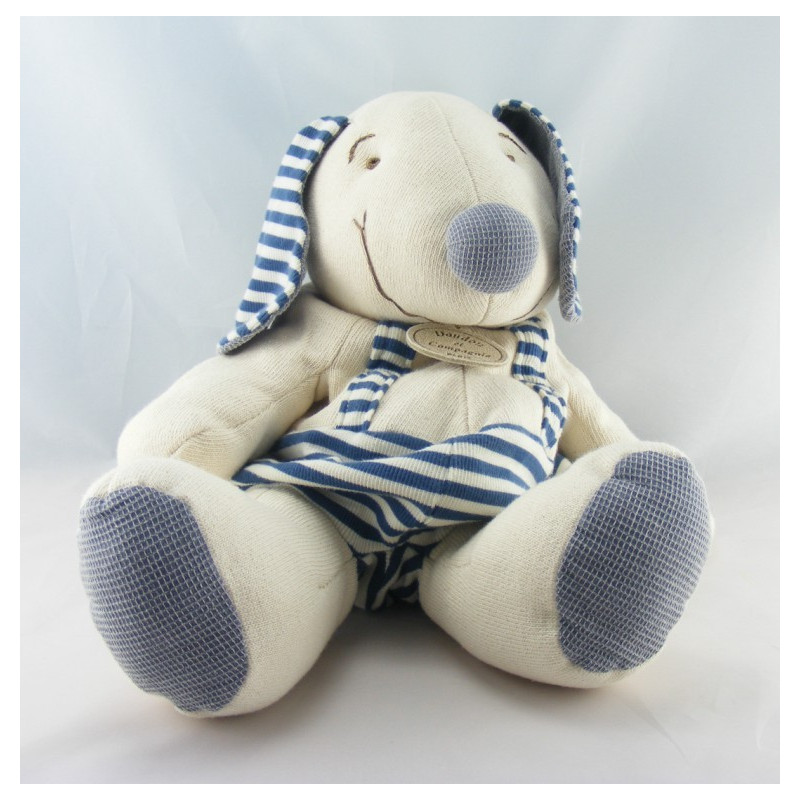 Doudou chien rayé bleu DOUDOU ET COMPAGNIE