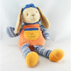 Doudou et compagnie lapin orange bleu laine 30 cm