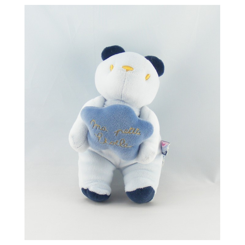 Doudou plat Lapin bleu Sucre d'Orge