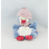 Doudou plat pingouin oiseau rose bleu SUCRE D'ORGE