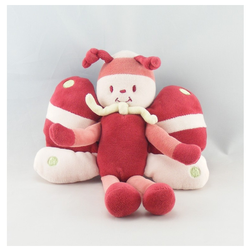 Doudou musical abeille papillon rouge SUCRE D'ORGE