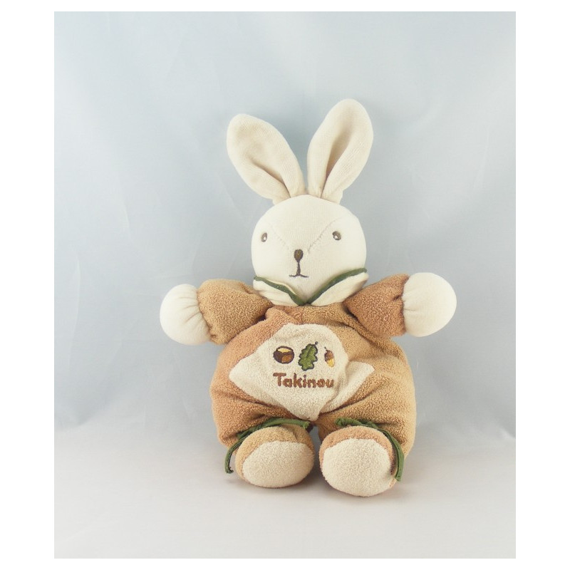 Doudou Lapin beige marron Takinou