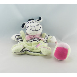 Doudou plat marionnette Mr zébre écru gris bordeaux BABY NAT