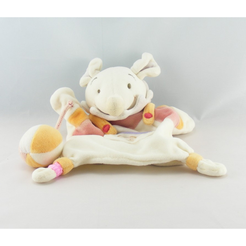 Doudou et compagnie souris blanche rose col mauve