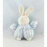 Doudou lapin blanc rayé bleu TARTINE ET CHOCOLAT
