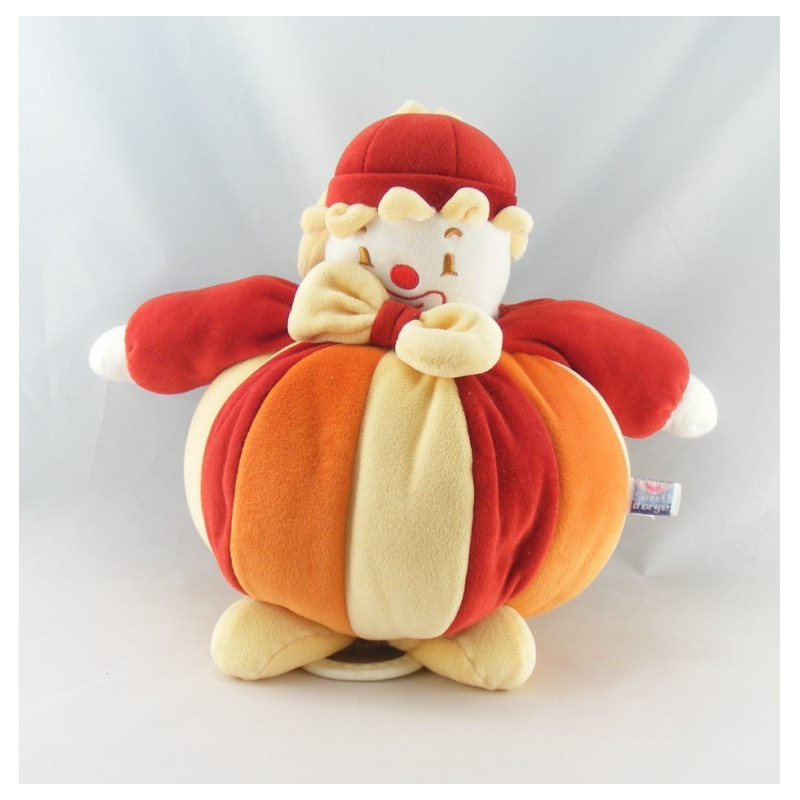 Doudou musical Clown rouge orange Sucre d'orge
