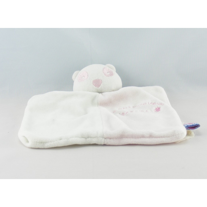 Doudou plat panda bleu blanc SUCRE D'ORGE