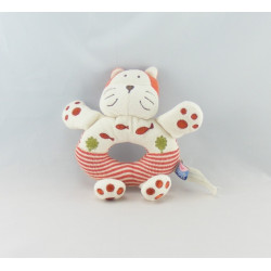 Doudou chat blanc rouge poissons SUCRE D'ORGE