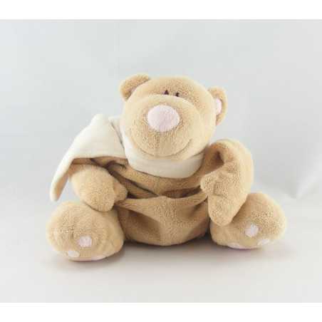 Doudou ours beige écharpe rose JOLLYBABY